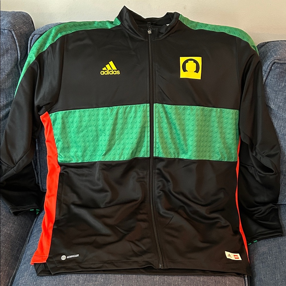 Adidas Men's Lego Black, Green, and Red Track Suit